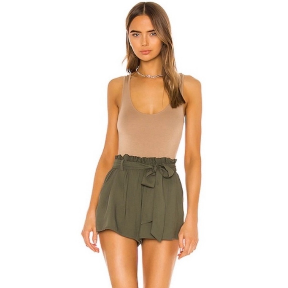 Jack by BB Dakota Paper Bag Waist Shorts in Olive Green, Medium